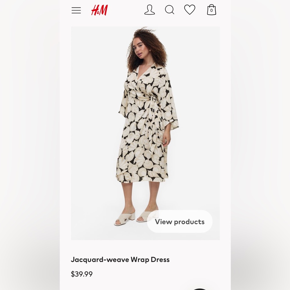 H&M NWOT jacquard weave wrap dress Sz L.
